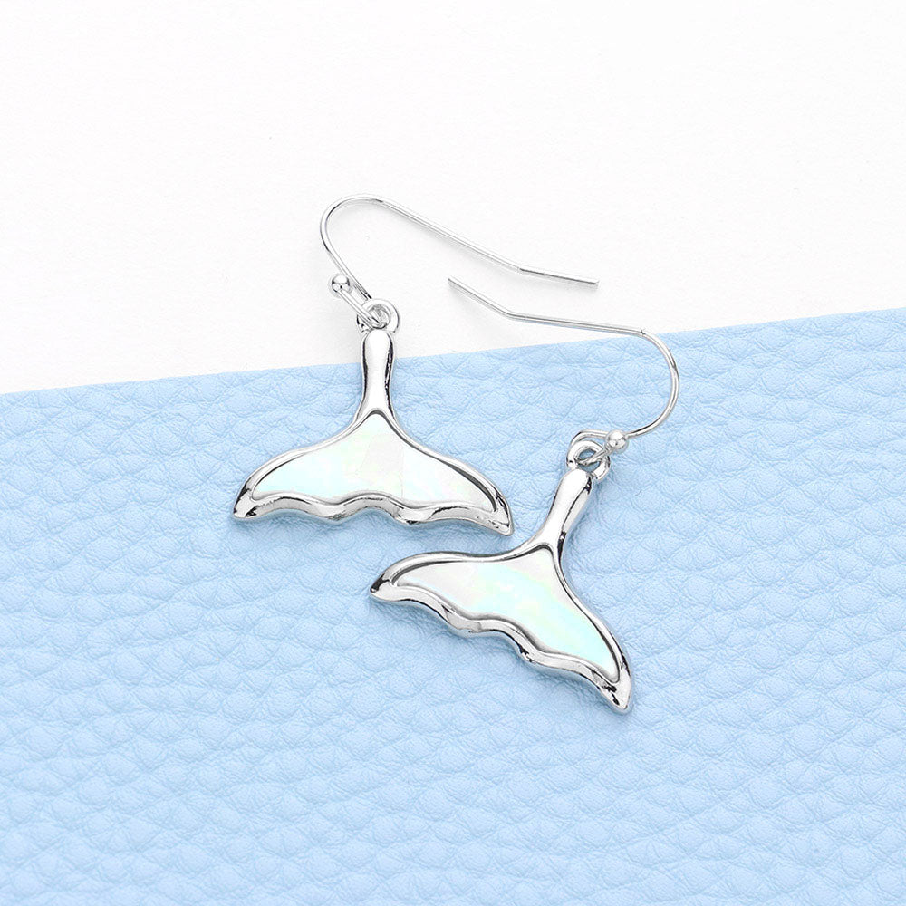 Mother of Pearl Mother of Pearl Whale Tail Dangle Earrings