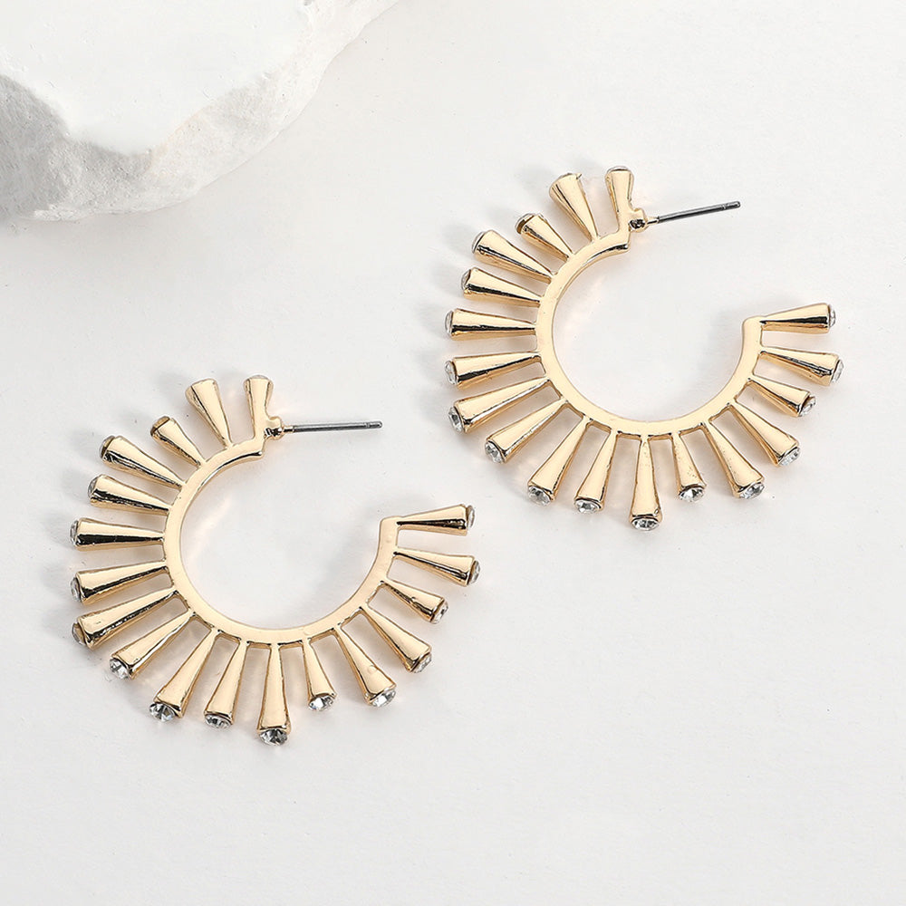 Madeline Love Gold Stone Tip Sunburst Hoop Earrings