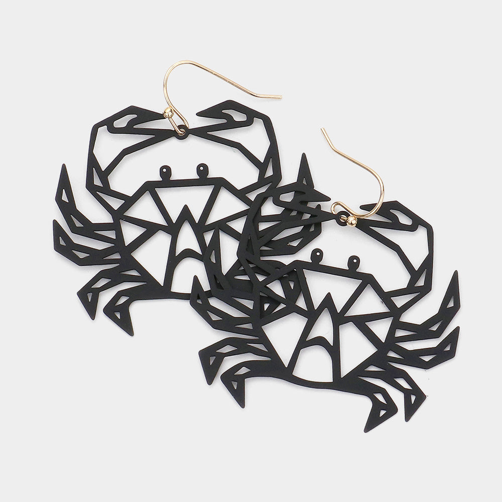 Madeline Love Black Brass Metal Cutout Crab Dangle Earrings