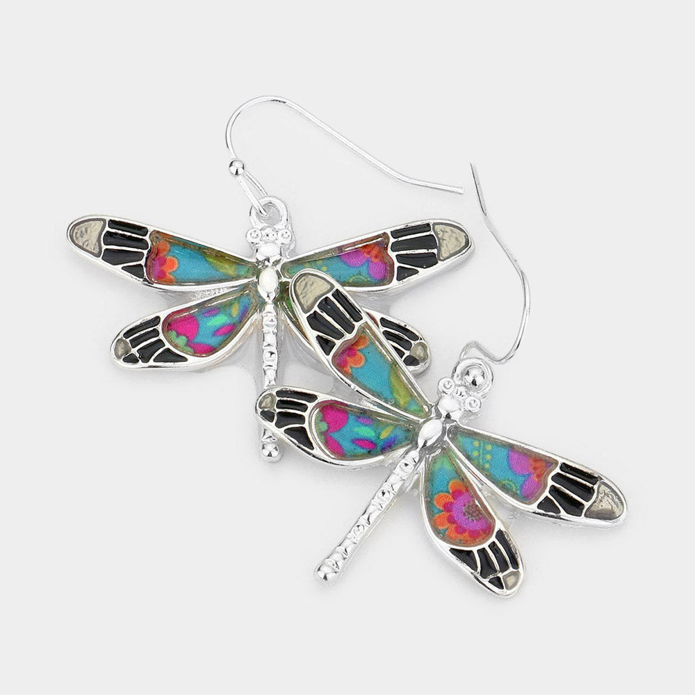 Madeline Love Multi Pattern Detailed Dragonfly Dangle Earrings