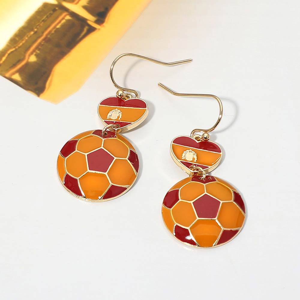 Madeline Love Orange, Red Spain Flag Soccer Ball Link Drop Earrings