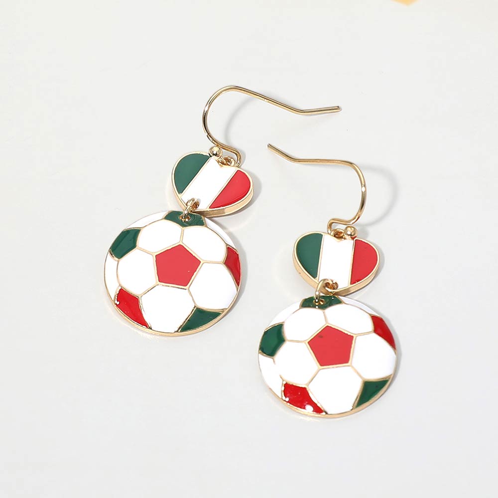 Madeline Love Green, Red, White Italy Flag Soccer Ball Link Drop Earrings