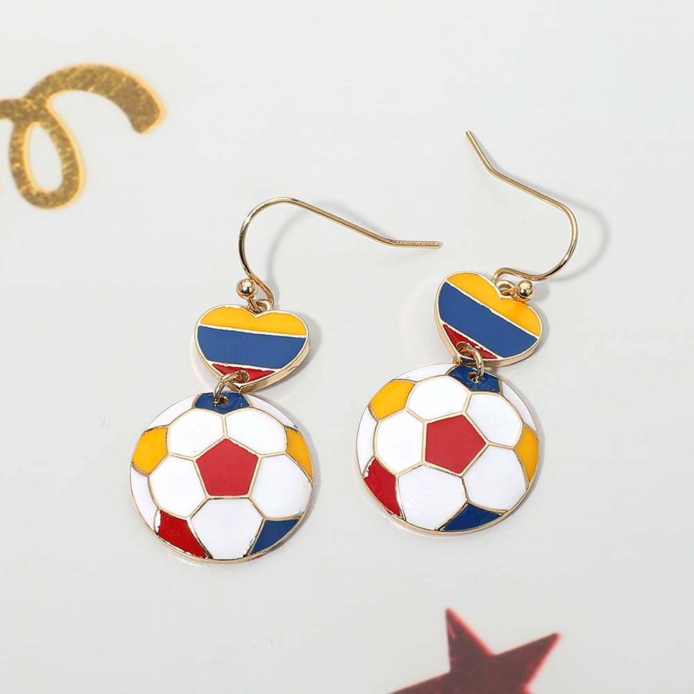 Madeline Love Blue, Red, Yellow Colombia Flag Soccer Ball Link Drop Earrings