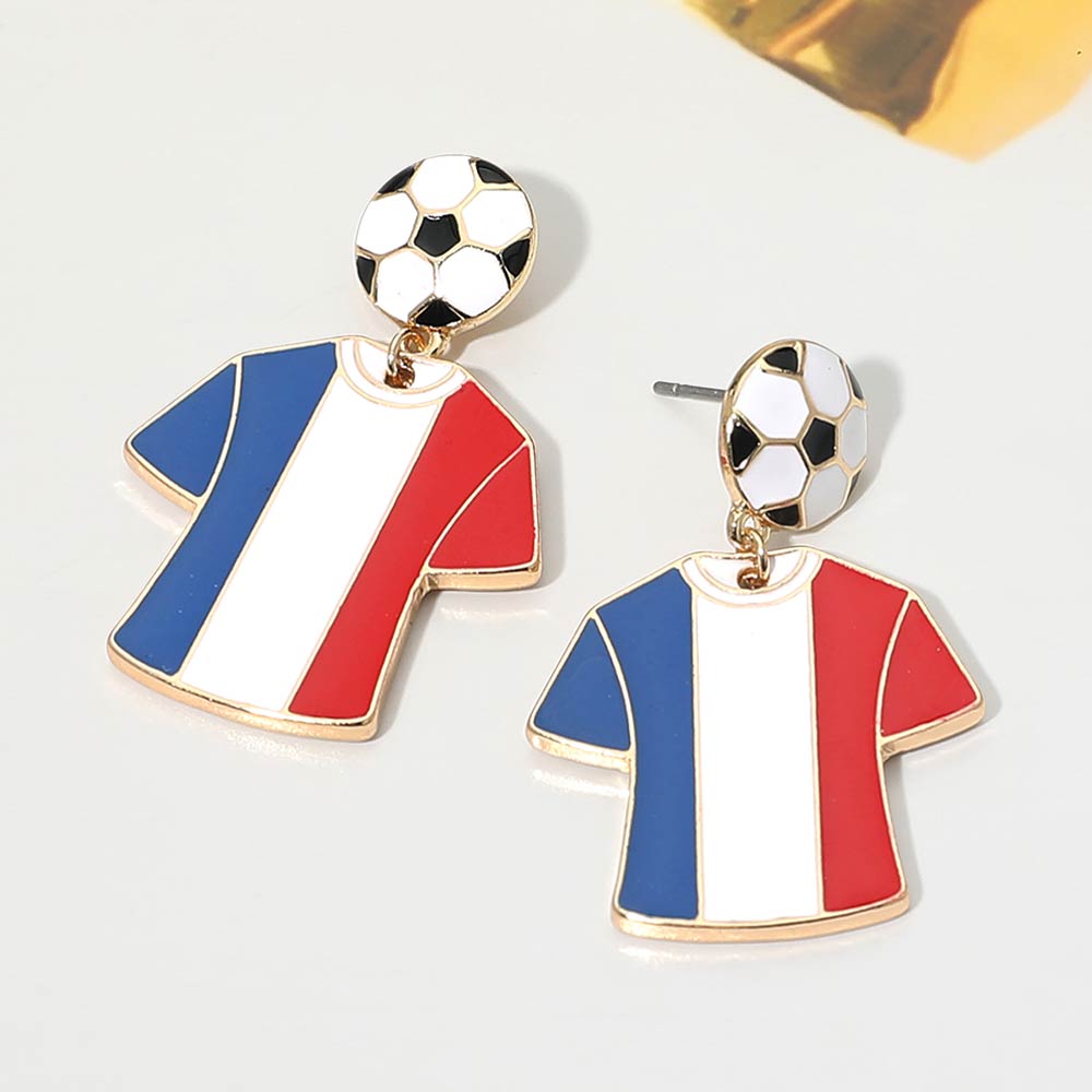 Madeline Love Blue, Red, White France Soccer Jersey Drop Earrings