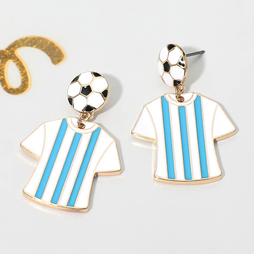 Madeline Love Blue, White Argentina Soccer Jersey Drop Earrings