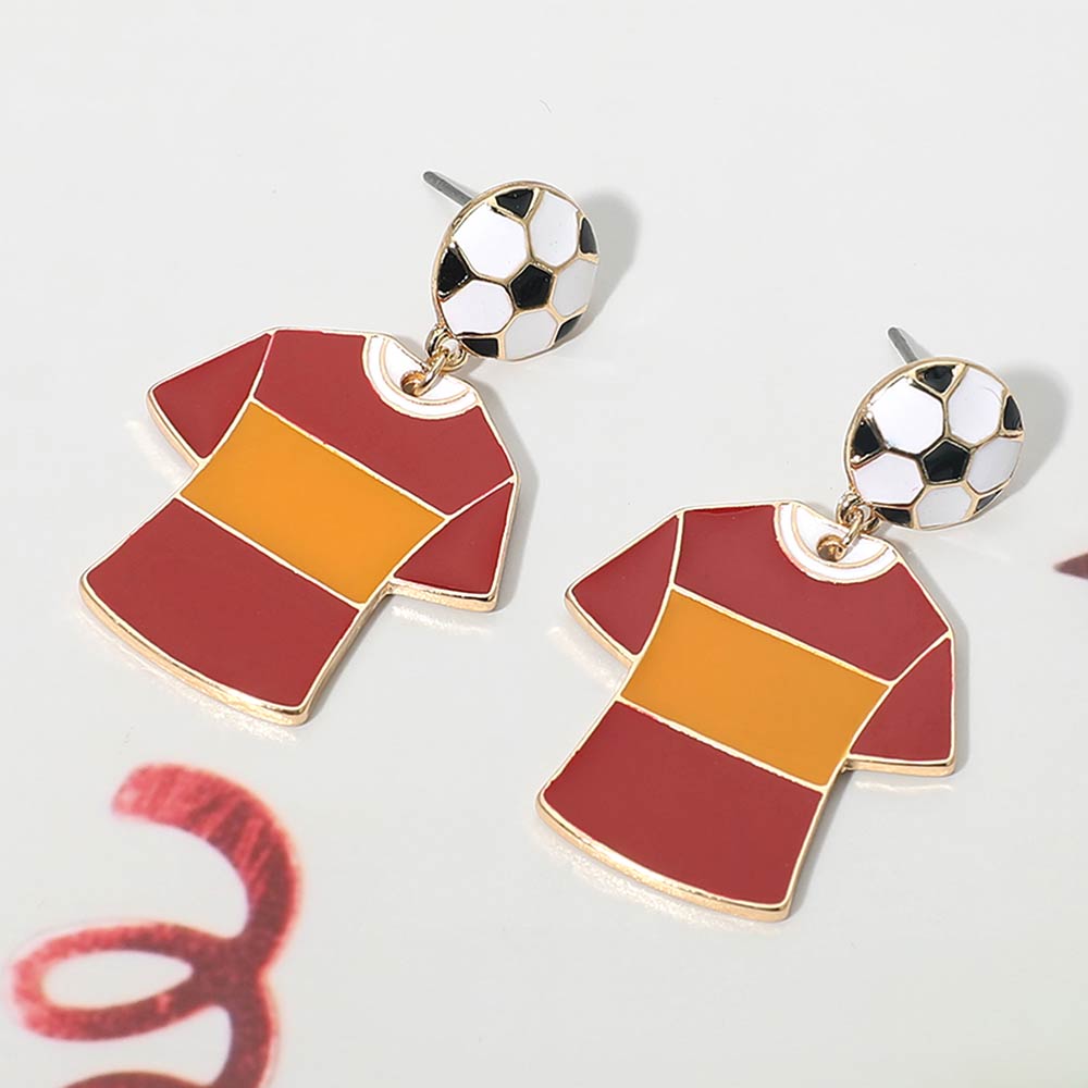 Madeline Love Orange, Red Spain Soccer Jersey Drop Earrings