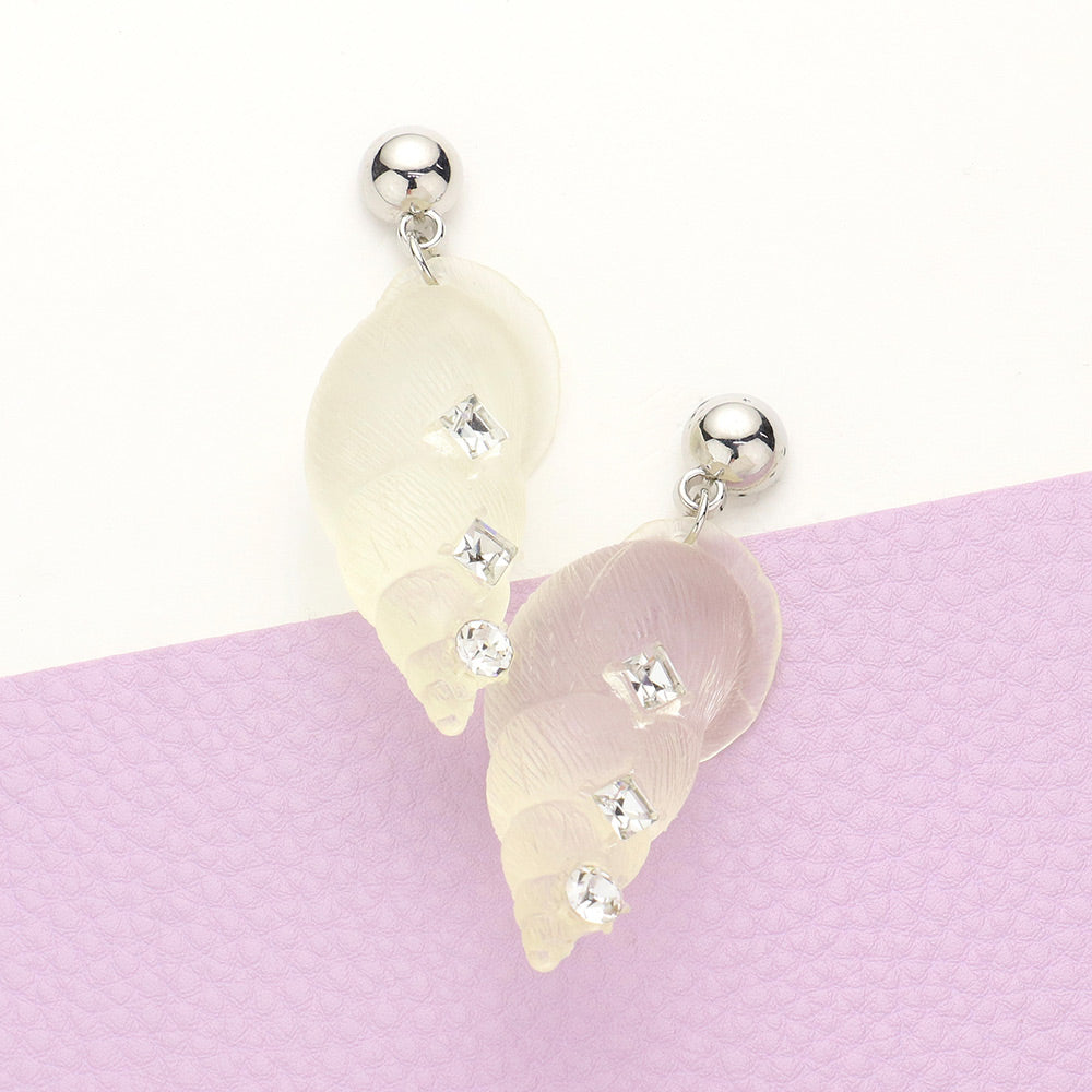 Madeline Love Clear Rhinestone Shell Dangle Earrings