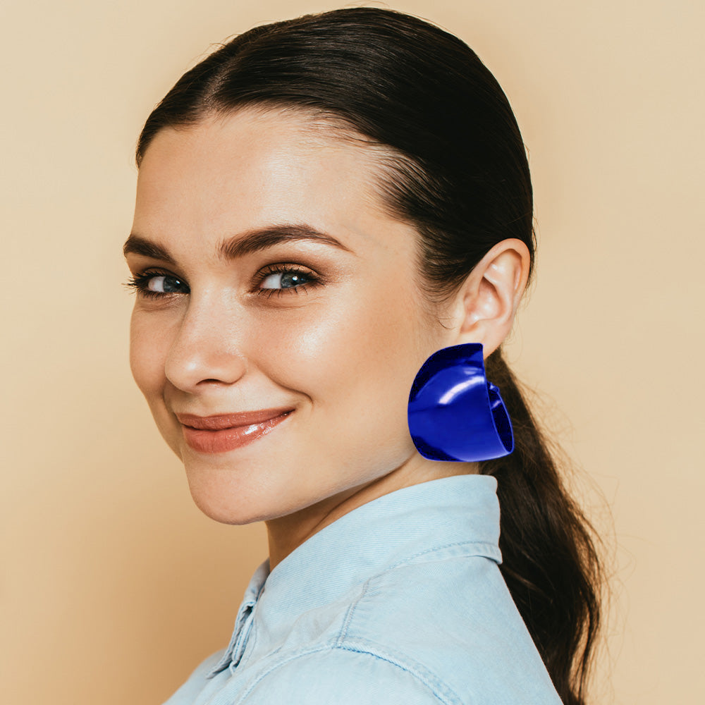 Madeline Love Blue Bold Metal Hoop Earrings