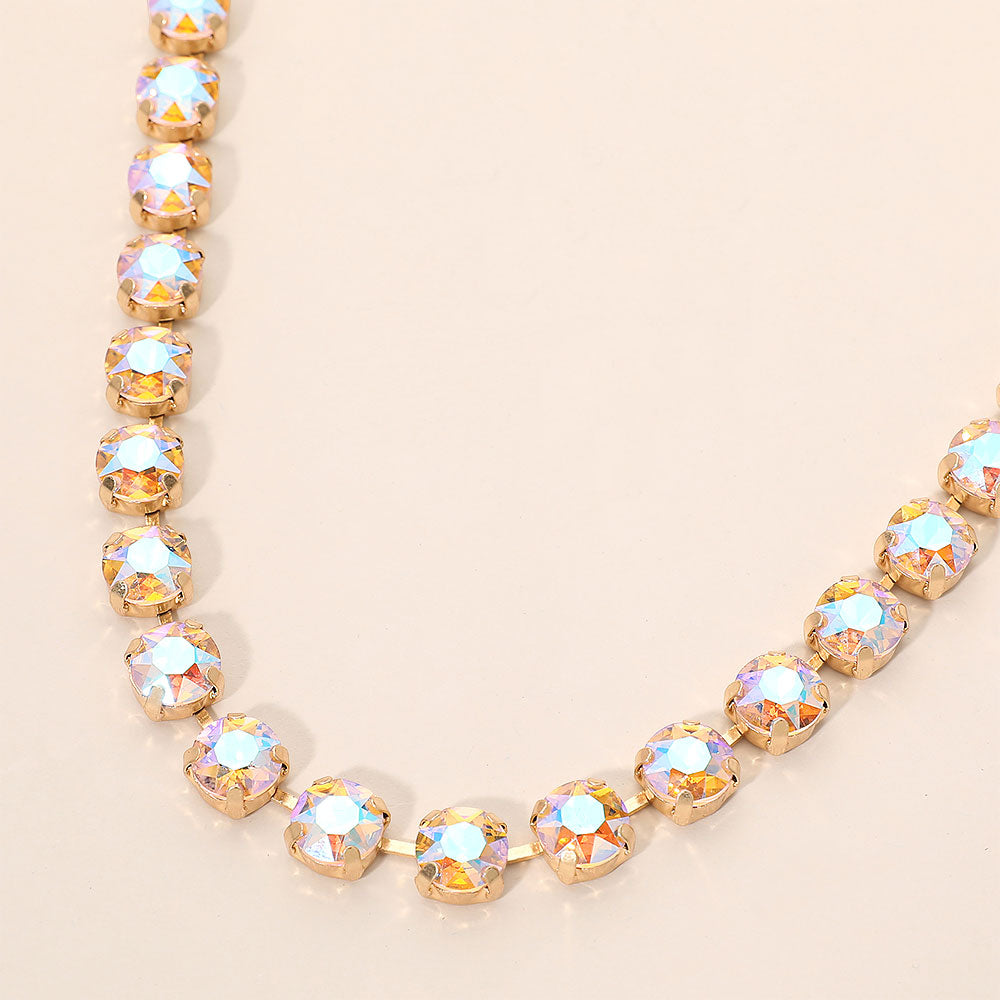 Madeline Love Pink, Yellow Round Stone Cluster Link Tennis Chain Necklace