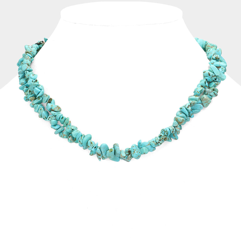 Madeline Love Turquoise Natural Stone Double Layered Necklace - Necklaces