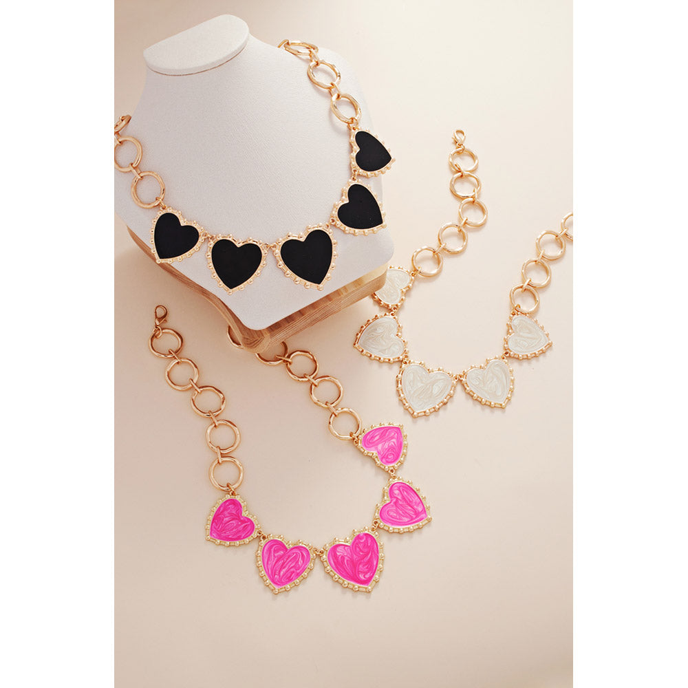 Resin Heart Station Necklace