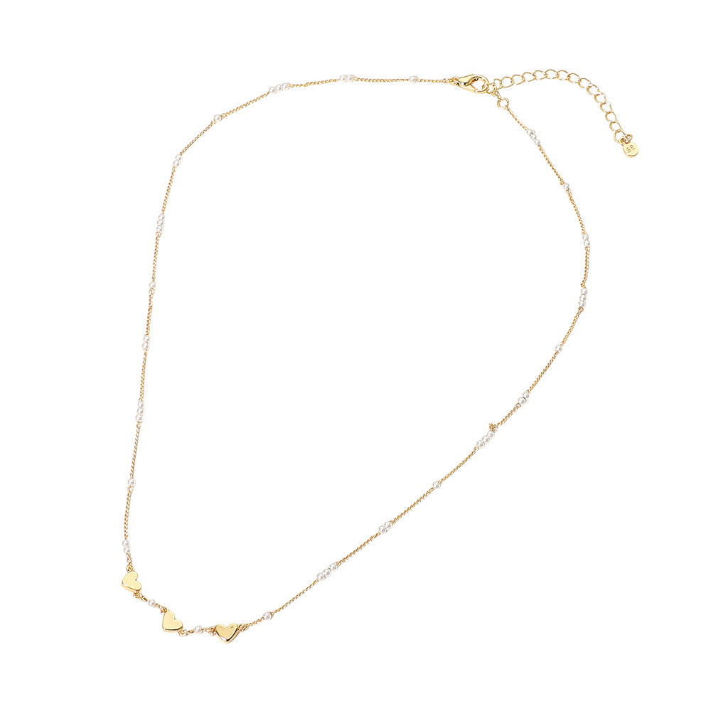 Madeline Love Gold SECRET BOX_14K Gold Dipped Heart Pearl Accent Necklace - Necklaces - extra