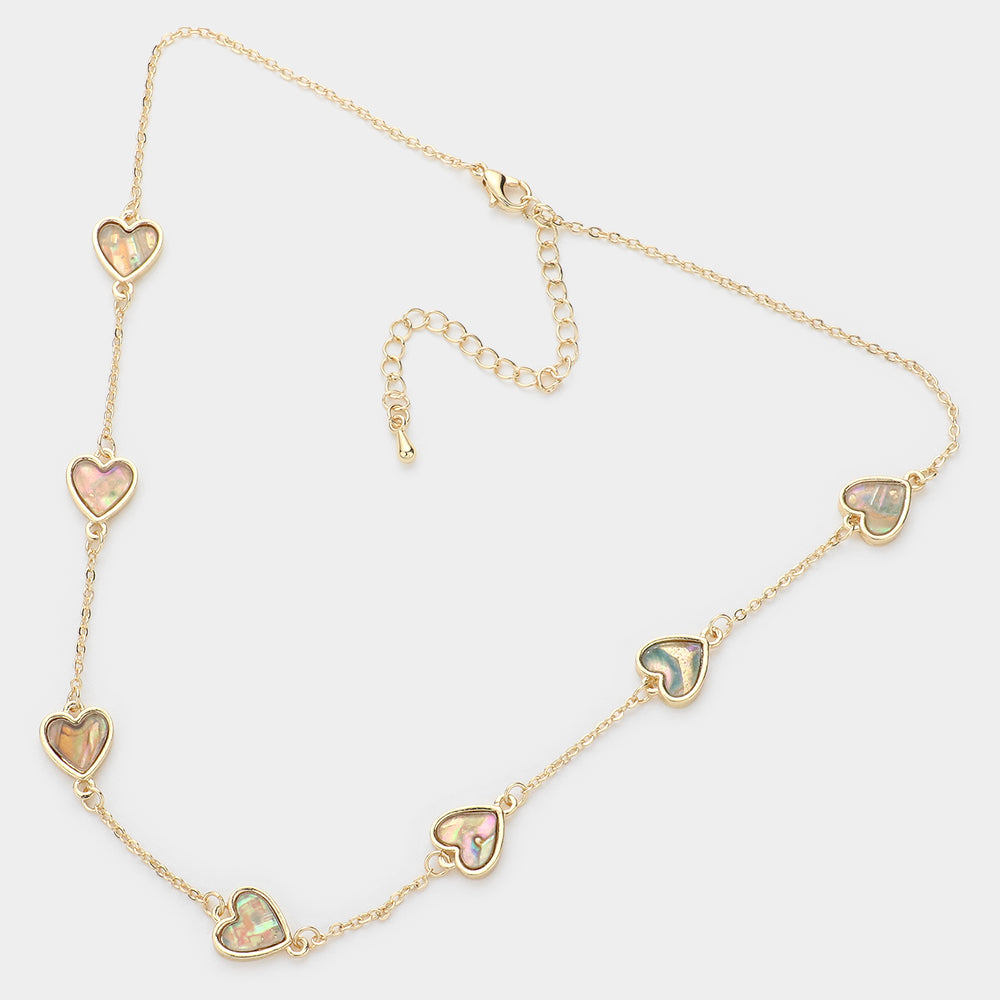 Abalone Heart Station Necklace