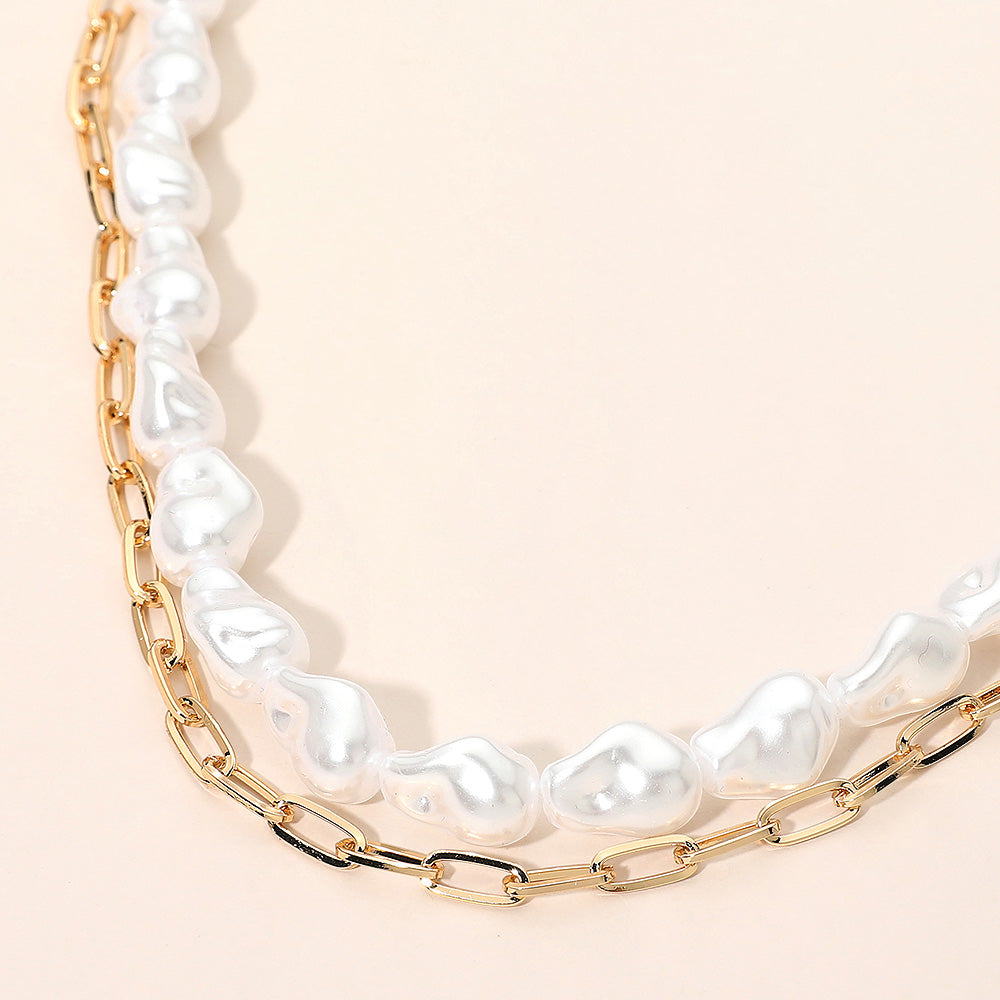 Madeline Love Gold Pearl Paperclip Chain Necklaces