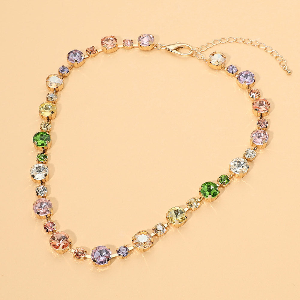 Madeline Love Light, Multi Alternating Round Stone Link Statement Necklace