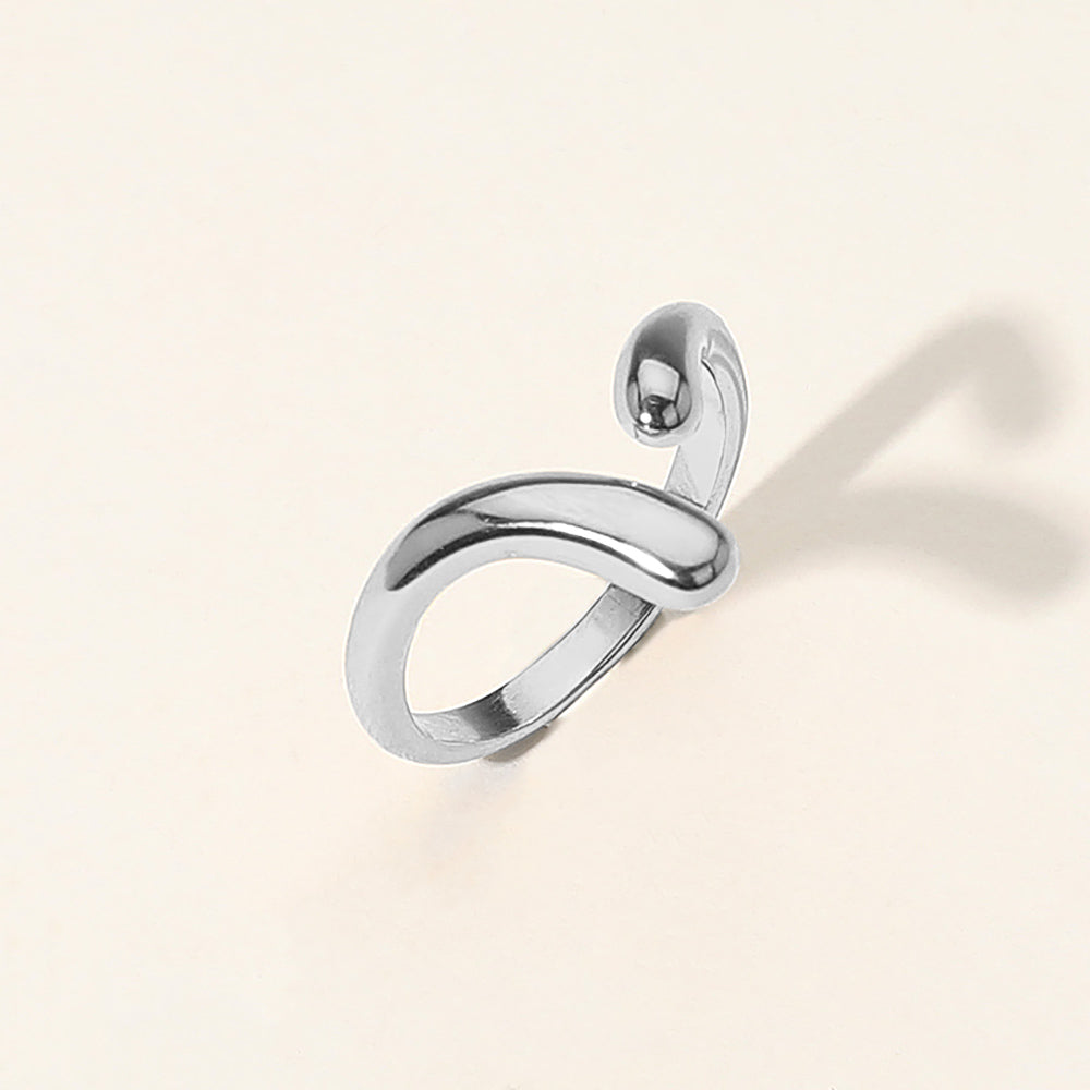 Madeline Love Rhodium Stainless Steel Minimalist Curved Open Band Ring