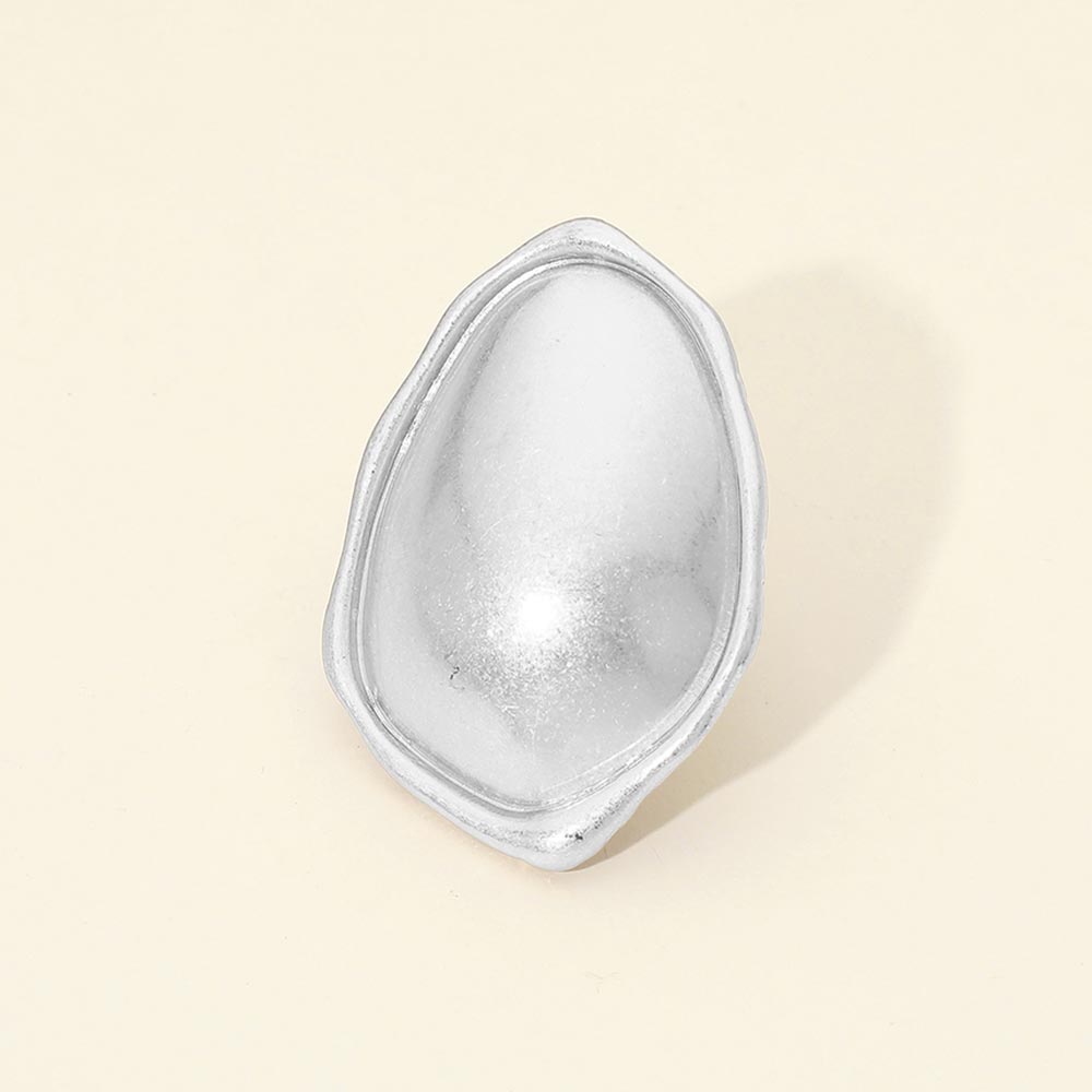 Madeline Love Silver Bold Brushed Metal Oval Dome Stretch Ring