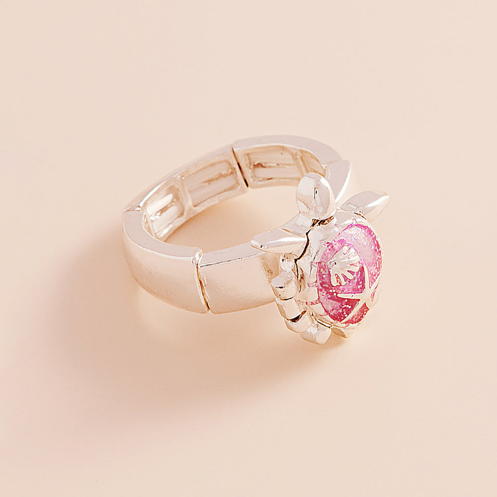 Madeline Love Pink Enamel Sea Turtle Locket Stretch Ring - Jewelry