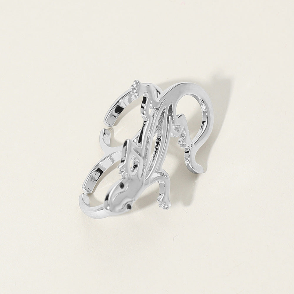 Madeline Love Rhodium SECRET BOX_Sterling Silver Dipped Lizard Two Finger Ring - Hair Accessories - extra