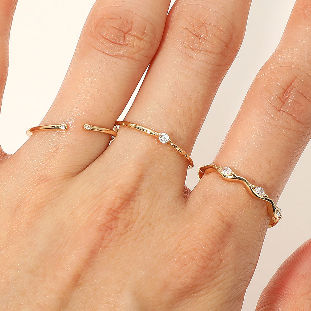 Madeline Love Gold 3PCS Genuine Gold Dipped Dainty Stackable Fashion Ring Set