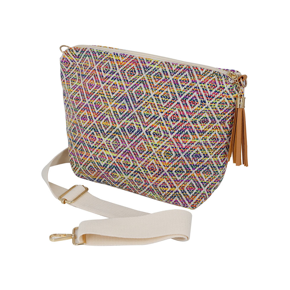 Madeline Love Multi Aztec Patterned Tassel Crossbody Bag - Bags & Wallets - extra