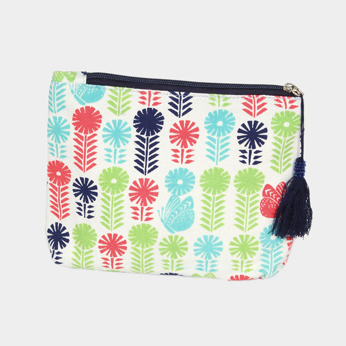 Madeline Love Navy Flower Butterfly Pouch / Cosmetic Bag - Bags & Wallets