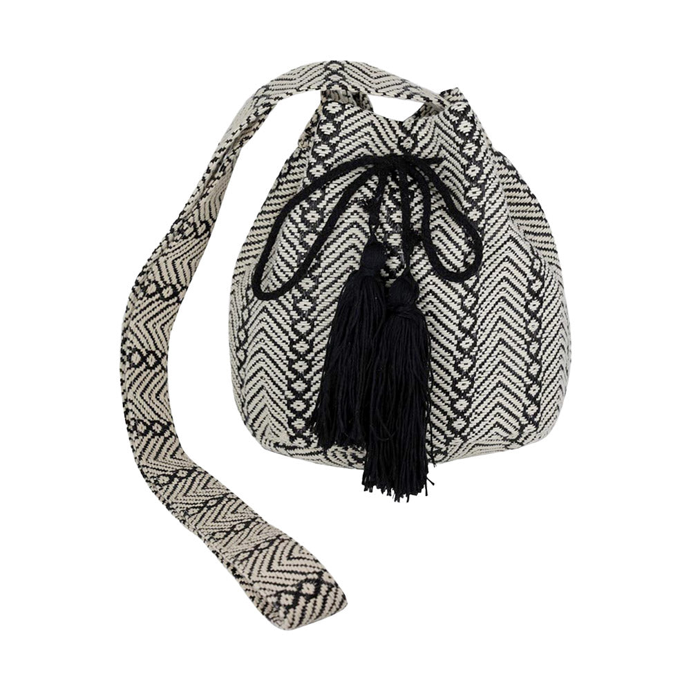 Madeline Love Black Geometric Pattern Bucket Bag - Bags & Wallets - extra