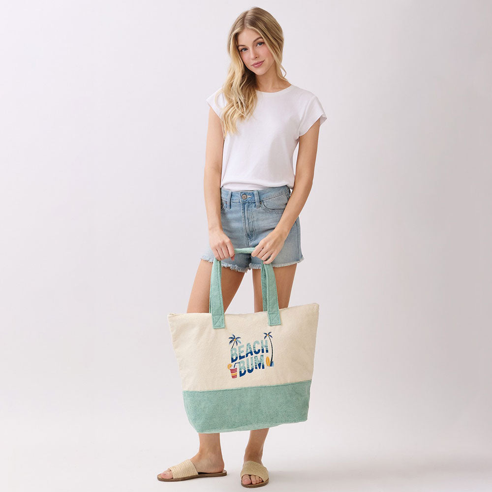 Madeline Love Green BEACH BUM Message Terry Tote Bag - Bags & Wallets - extra
