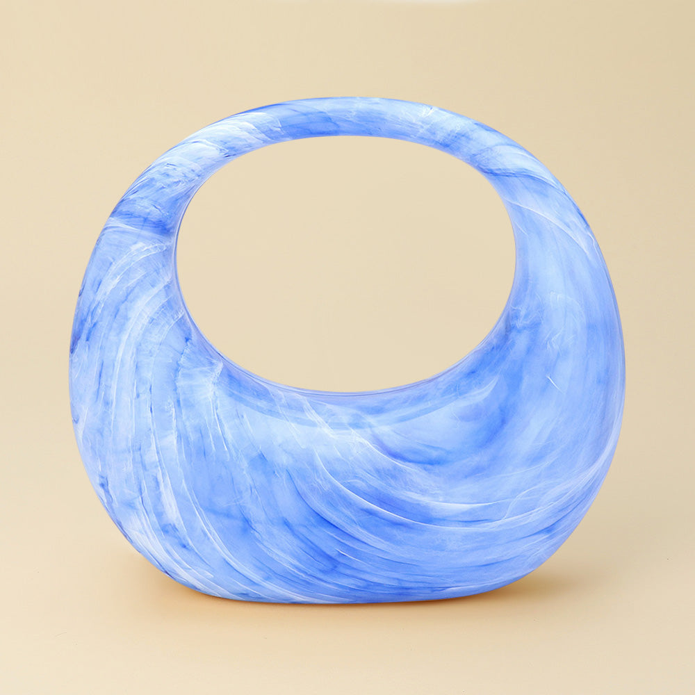 Madeline Love Blue Marbled Acrylic Crescent Handbag - Bags & Wallets