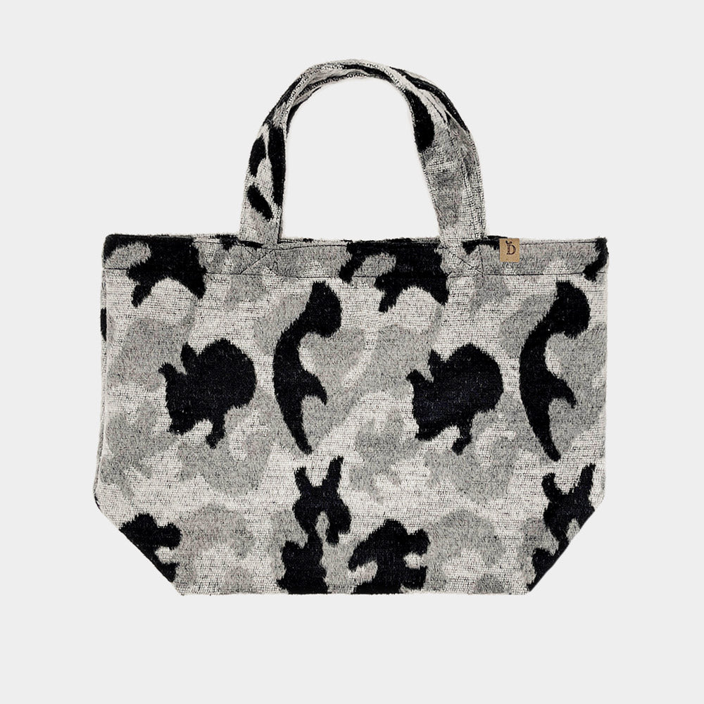 Madeline Love Gray Camouflage Patterned Tote Bag - Bags & Wallets - desc