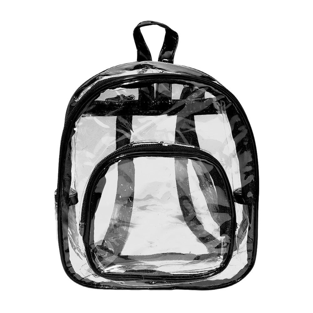 Madeline Love Black, Clear Front Pocket Transparent Backpack Bag - Bags & Wallets - desc