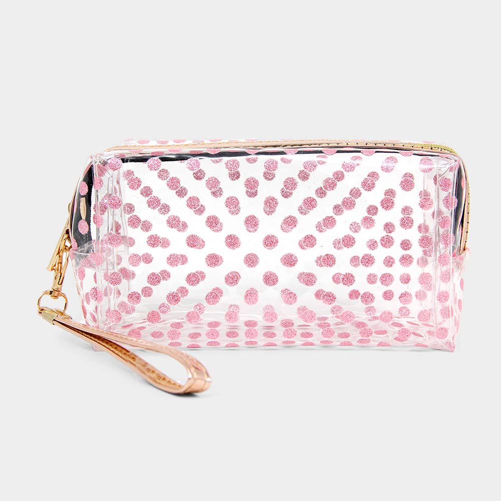 Madeline Love Pink Glittered Polka Dots Pouch Bag - Bags & Wallets