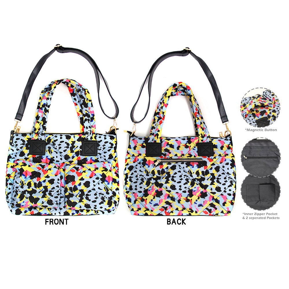 Madeline Love Multi Animal Print Puffer Tote Bag - Bags & Wallets - desc
