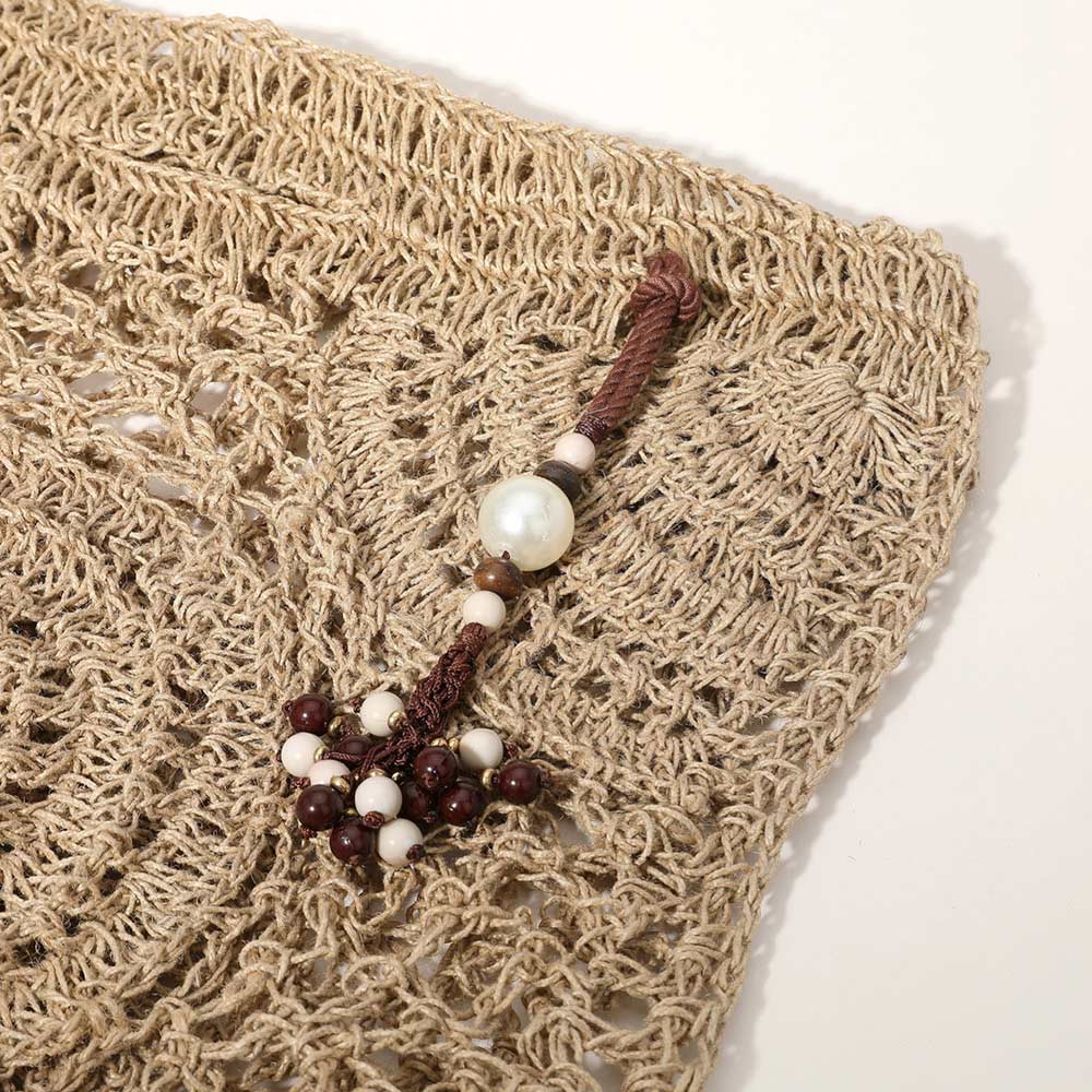 Madeline Love Neutral Crochet Pearl Bead Cluster Charm Tote Bags - Bags & Wallets - extra
