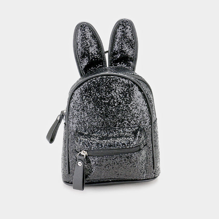 Madeline Love Black Sequin Cute Bunny Ears Mini Backpack Bag - Bags & Wallets