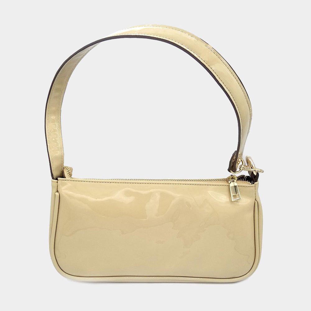 Madeline Love Beige Enamel Rectangle Shoulder Bag - Bags & Wallets
