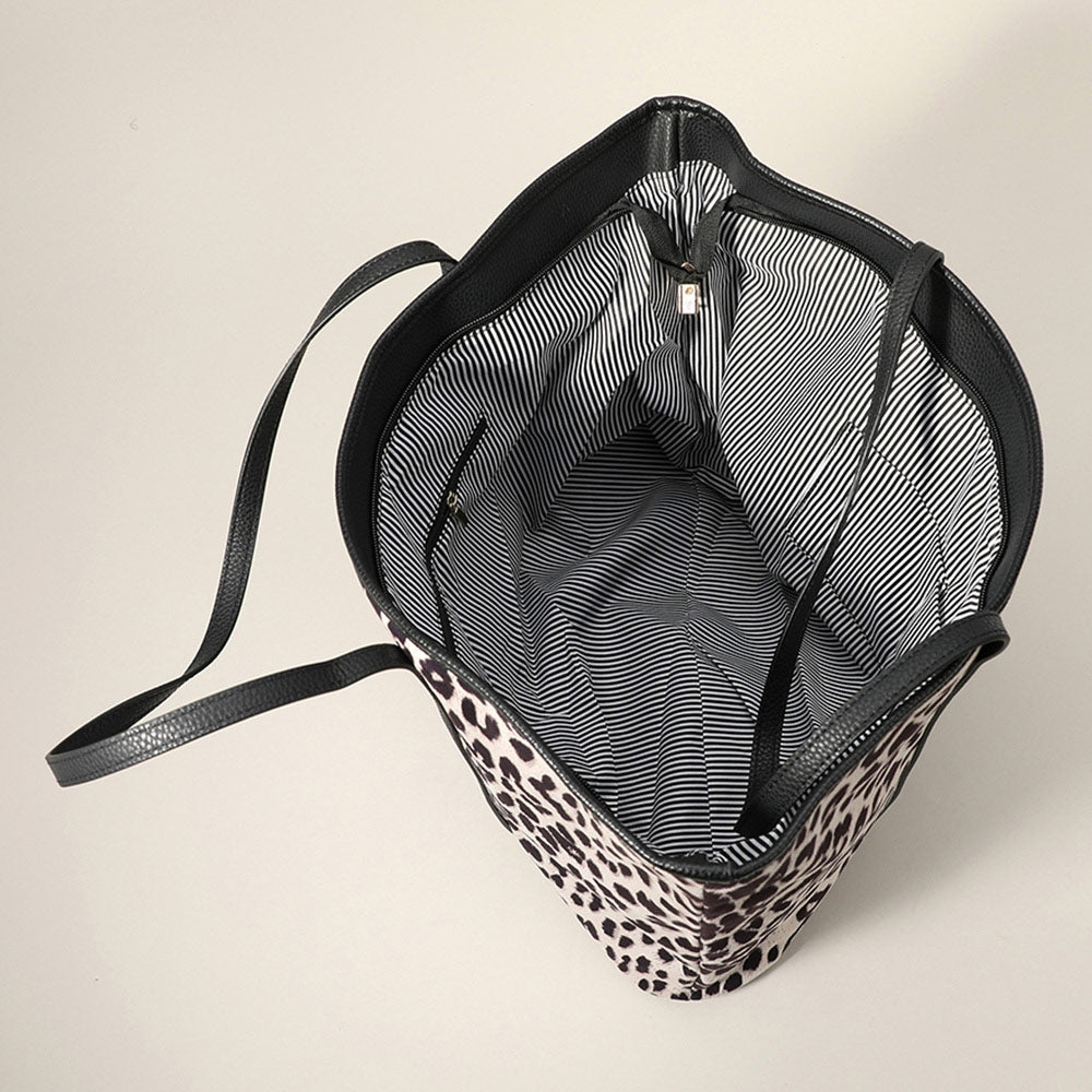 Madeline Love Black, White Faux Leather Zebra Patterned Tote Bag / Shoulder Bag - Bags & Wallets - extra
