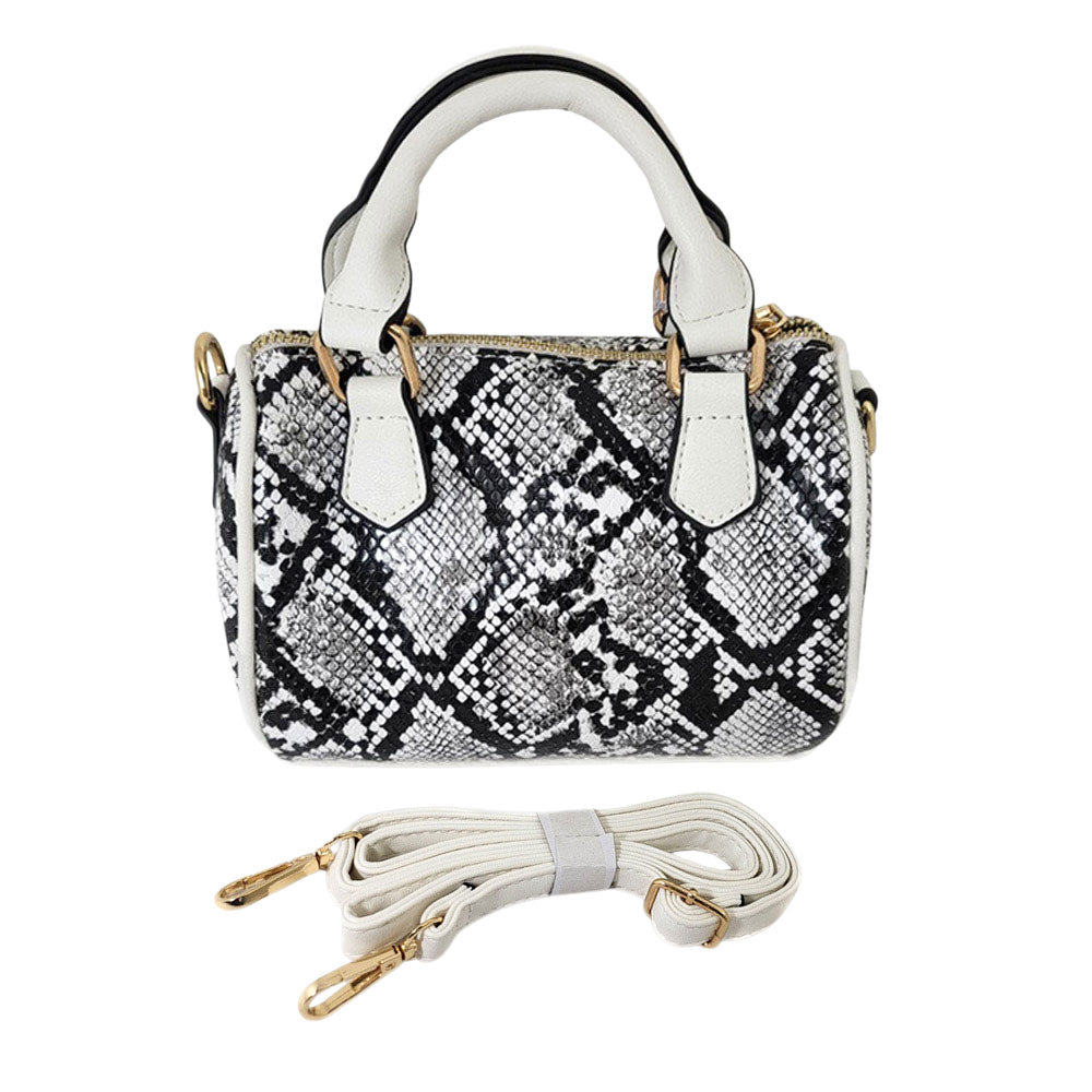 Madeline Love White Snake Skin Patterned Tote / Crossbody Bag - Bags & Wallets - extra