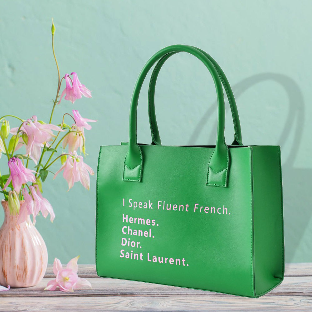 Madeline Love Pink&Green I Speak Fluent French Message Tote Bag / Shoulder Bag - Bags & Wallets
