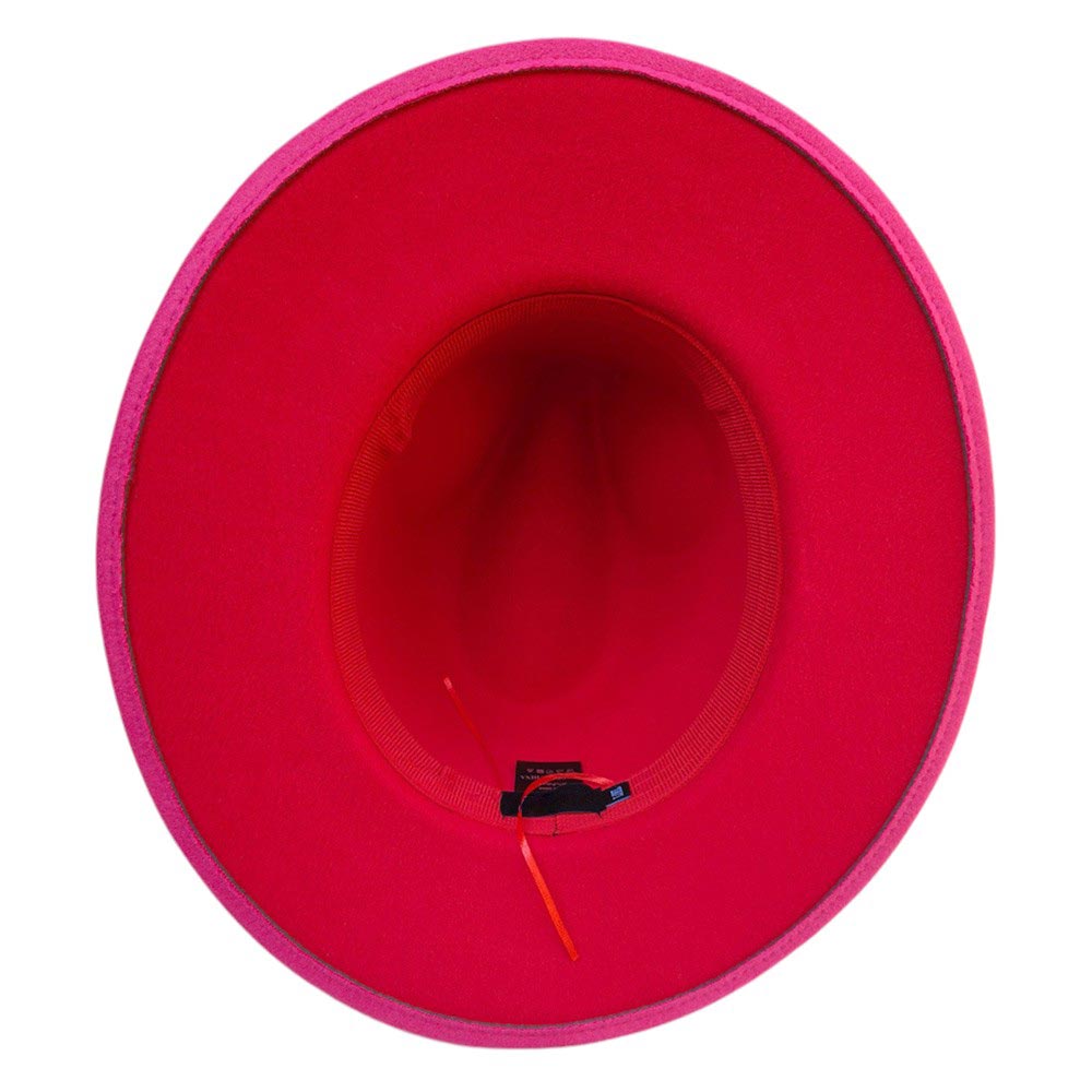 Fuchsia-Belt Band Pointed Fedora Hat. Made with a stylish belt band and pointed brim, this hat is the perfect accessory for a sophisticated look. The high-quality material ensures long-lasting wear and a comfortable fit. Elevate your style with this must-have hat.