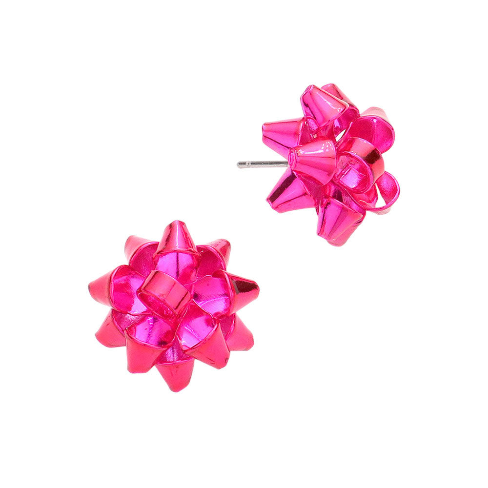 Fuchsia Christmas Gift Bow Charm Detailed Christmas Present Holiday Earrings, get into the Christmas spirit with these gorgeous handcrafted Christmas Earrings, will dangle on your earlobes & bring a smile to those who look at you. Perfect Gift December Birthday, Christmas, Stocking Stuffers, Secret Santa, BFF, Holiday Spirit