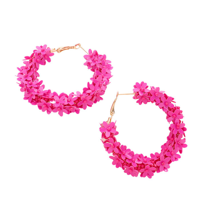 Flower Cluster Hoop Earrings