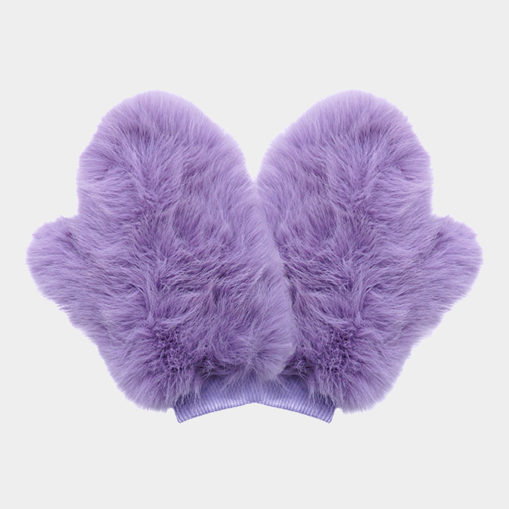 Lavender Faux Fur Mitten Gloves