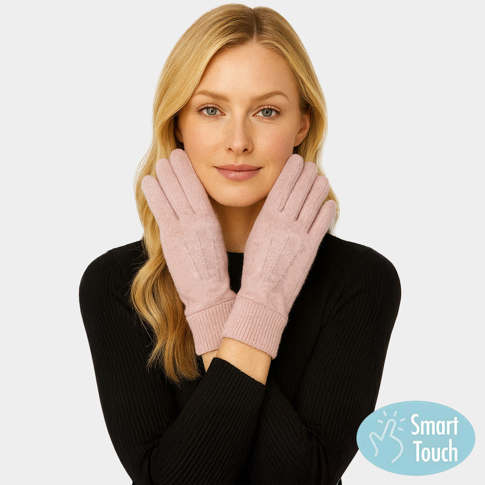 Madeline Love Pink Classic Knit Winter Touch Smart Gloves - Jewelry