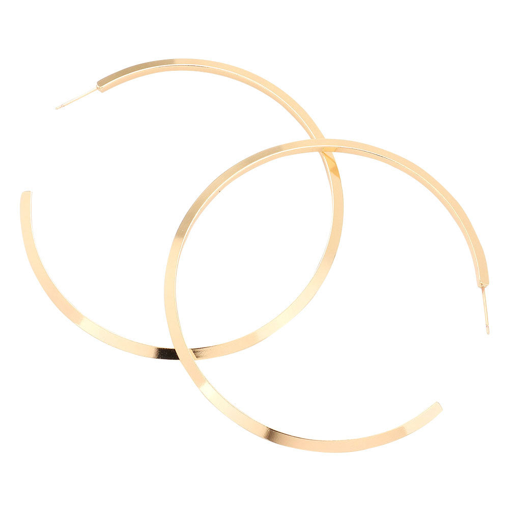 Gold 2.8 Inch Brass Metal Hoop Earrings, enhance your attire with these brass metal hoop earrings to show off your fun trendsetting style. Turn your ears into a chic fashion statement with these brass metal hoop earrings! An excellent choice for wearing at outings, parties, events, or any meaningful occasion.