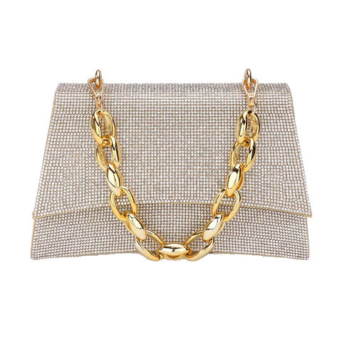 Gold Bling Evening Tote Crossbody Bag Chain Handle, this luxurious Shimmery Evening Clutch Crossbody Bag is the perfect companion. Boasting a shimmery exterior, this clutch oozes sophistication and exclusivity, it makes a statement! Perfect Gift Birthday, Christmas, Anniversary, Wedding, Cumpleanos, Anniversario, Prom, etc