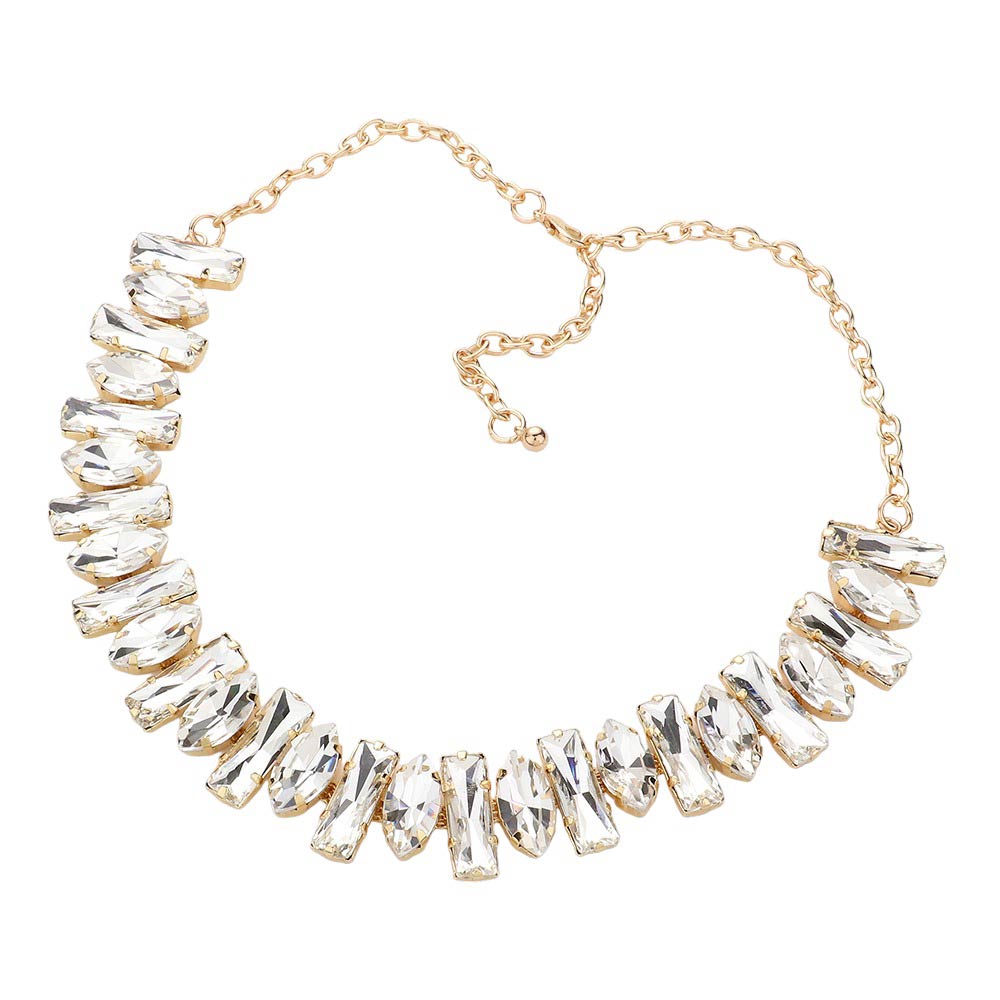 Gold Irregular Stone Cluster Evening Jewelry Set, is made with unique stones to add a chic touch to any special occasion look. Crafted from a mix of stones in different shapes and sizes, the set stands out with its bold and eye-catching design. Perfect gift idea on birthdays, anniversaries, or any meaningful day.