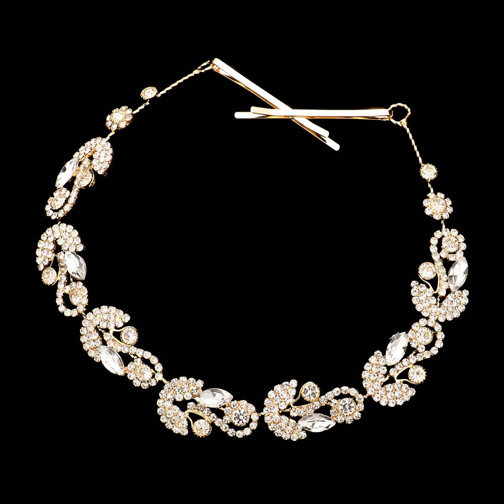 Gold Teardrop Stone Accented Bun Wrap Headpiece, will make you look and feel special on any special occasion. With an on-trend style, this headpiece features intricate teardrop stone detailing for a timeless look, adds a touch of elegance to any outfit. Ideal for gifting to your loved ones on special days or any occasion.
