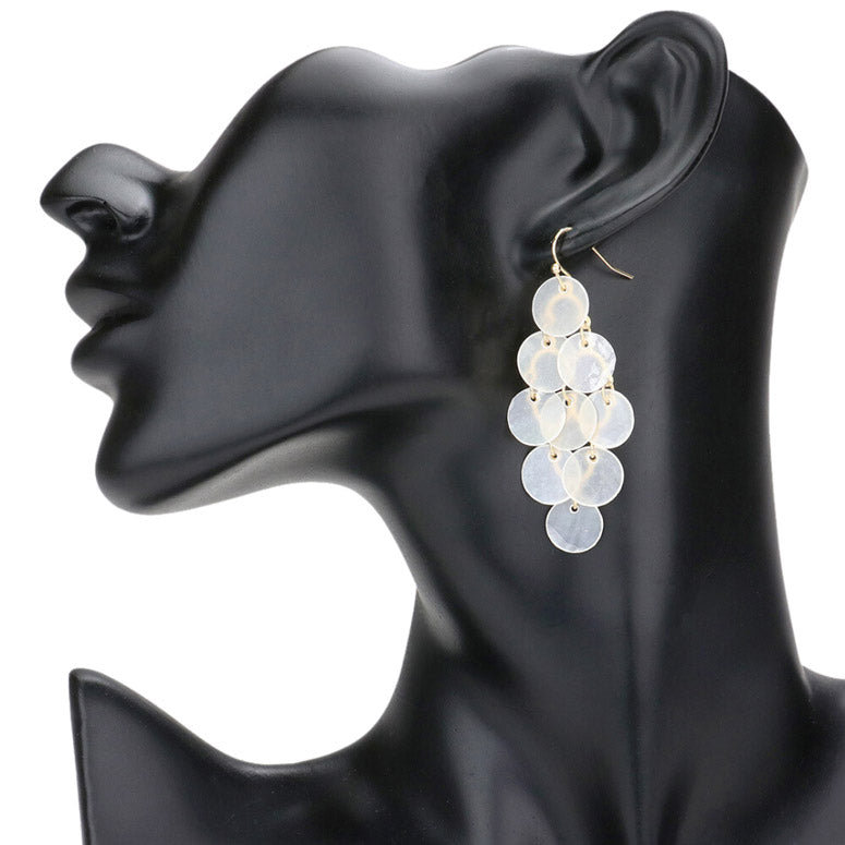 Mother of Pearl Cluster Vine Link Dangle Earrings