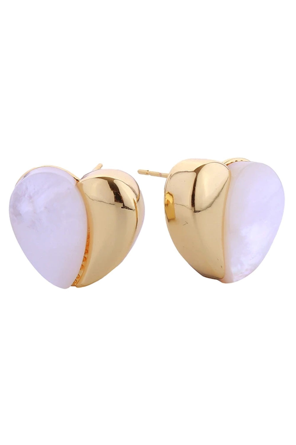 Gold Make a bold statement with these 14K Gold/White Dipped Abstract Heart Post Earrings. Featuring a modern, artistic heart design, each earring showcases a mesmerizing cat eye stone that shifts with movement and light. Crafted from durable brass with an elegant two-tone finish, these petite 1.7cm earrings pack personality into a wearable size. The hypoallergenic formula suits all skin types, while lead and nickel compliance guarantees safe everyday wear.